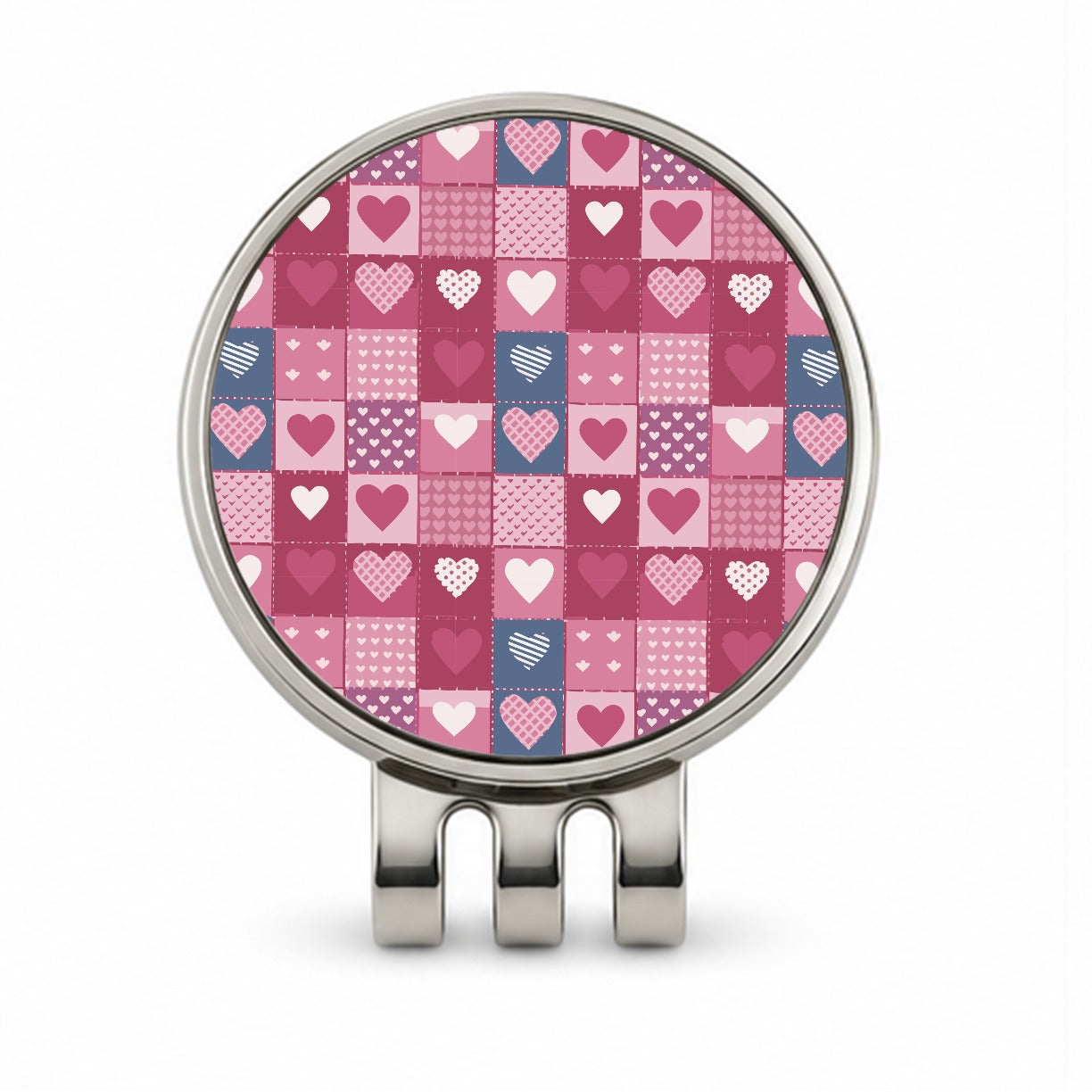 Hearts Quilt Valentines Day Anniversary Love Wedding Pattern Golf Hat Clip with Ball Marker