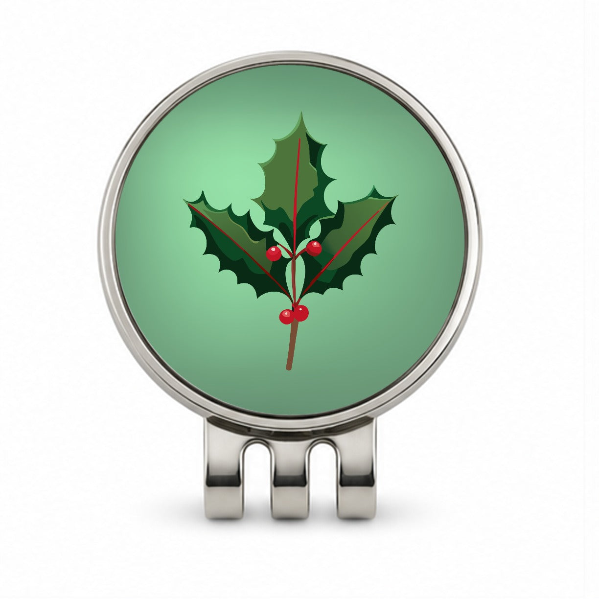 Holly Christmas Greenery Golf Hat Clip with Ball Marker