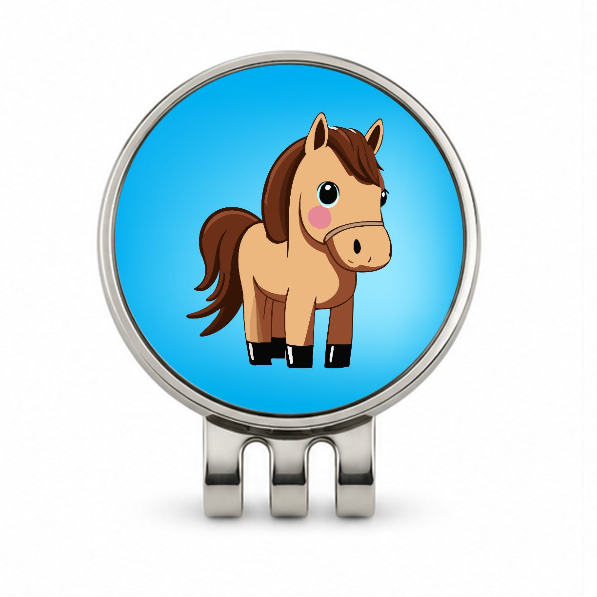Horse Chibi Cute Standing Golf Hat Clip with Ball Marker