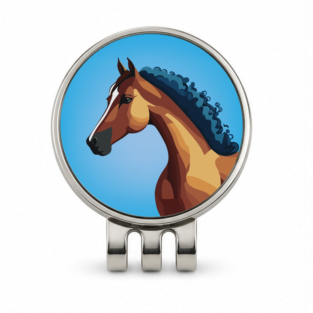 Horse Head Portrait Golf Hat Clip with Ball Marker