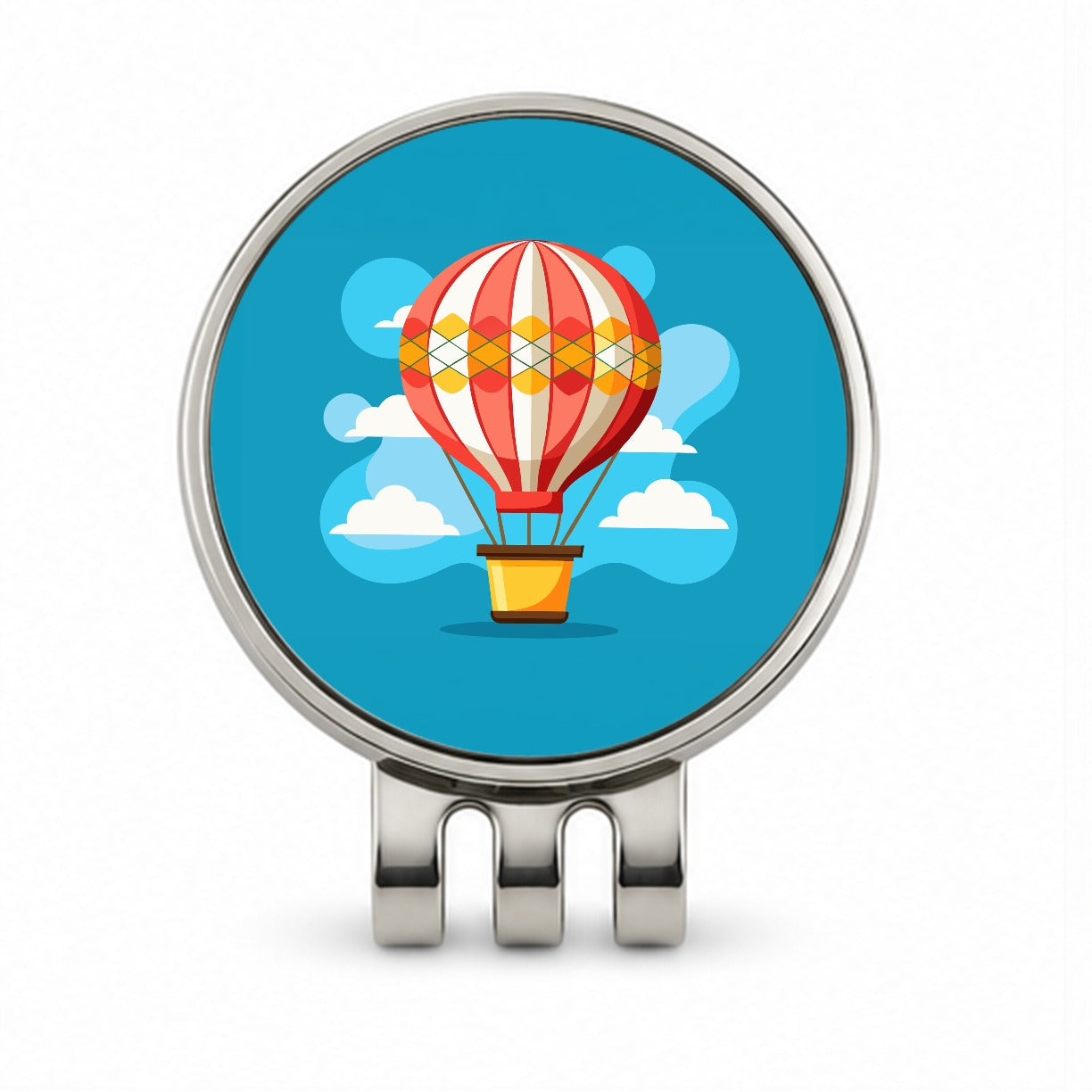 Hot Air Balloon in Sky Golf Hat Clip with Ball Marker