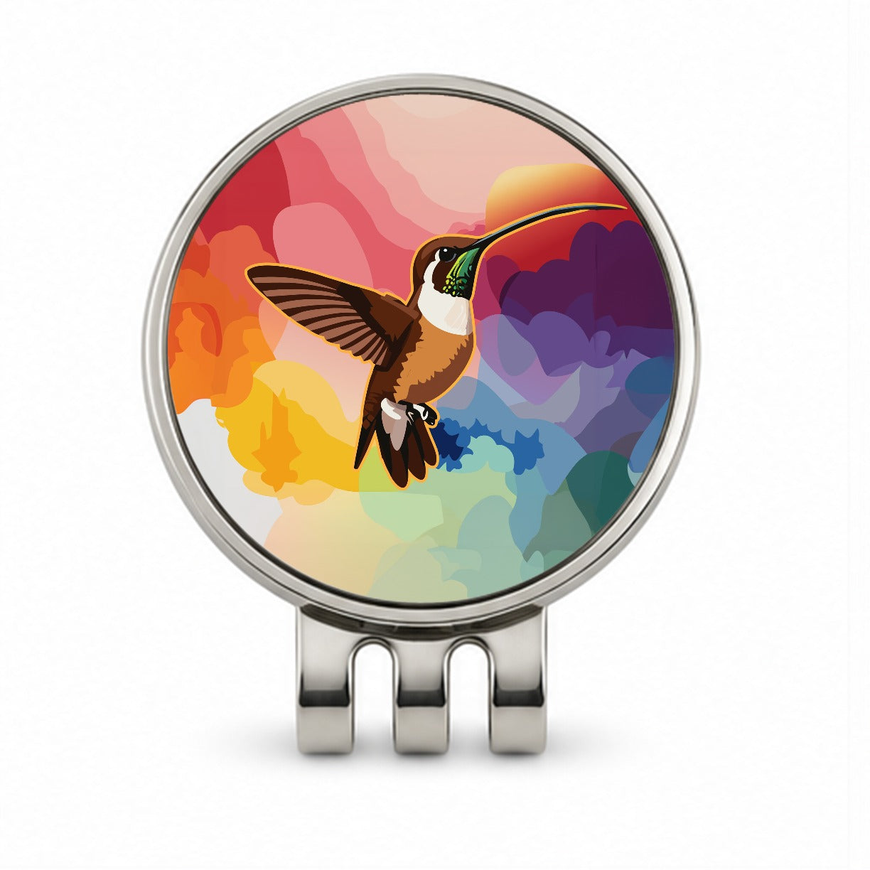 Hummingbird Brown Golf Hat Clip with Ball Marker