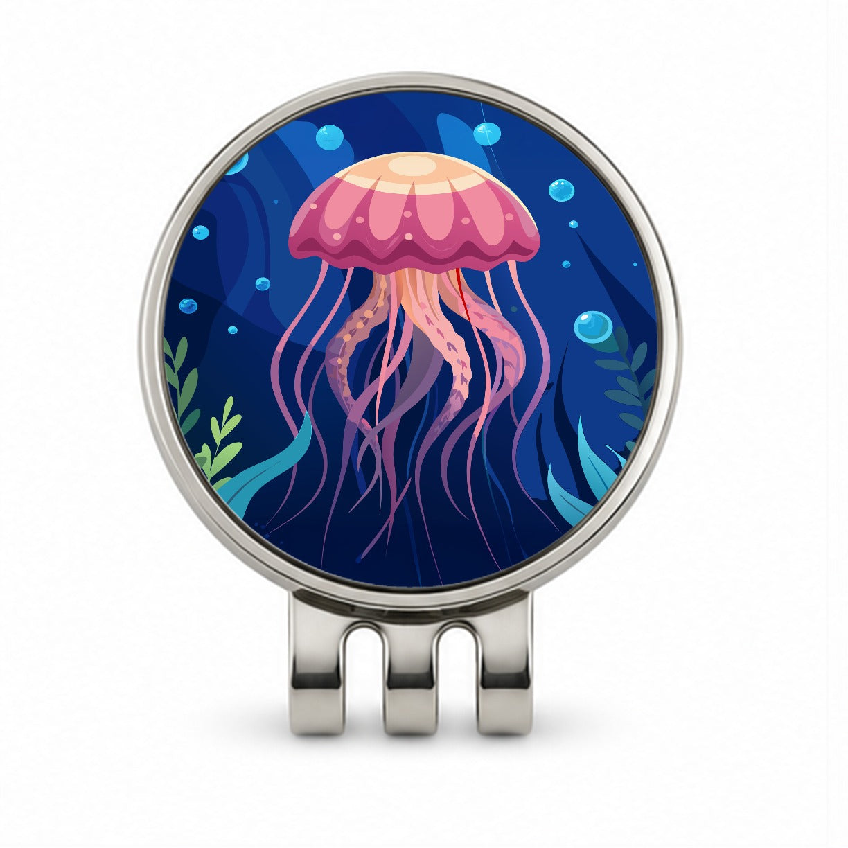 Jelly Fish in Ocean Golf Hat Clip with Ball Marker