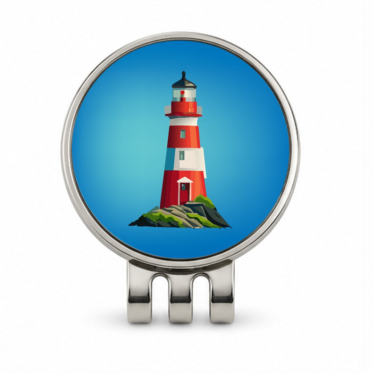 Lighthouse Light House Red White Golf Hat Clip with Ball Marker