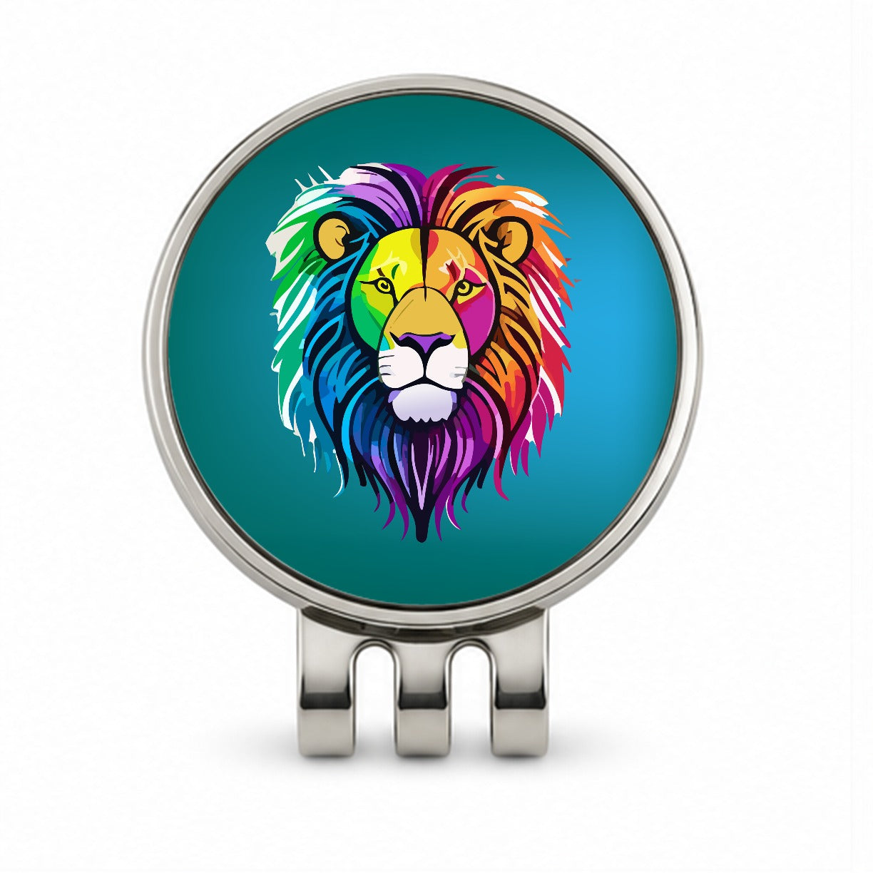 Lion Head Colorful Golf Hat Clip with Ball Marker