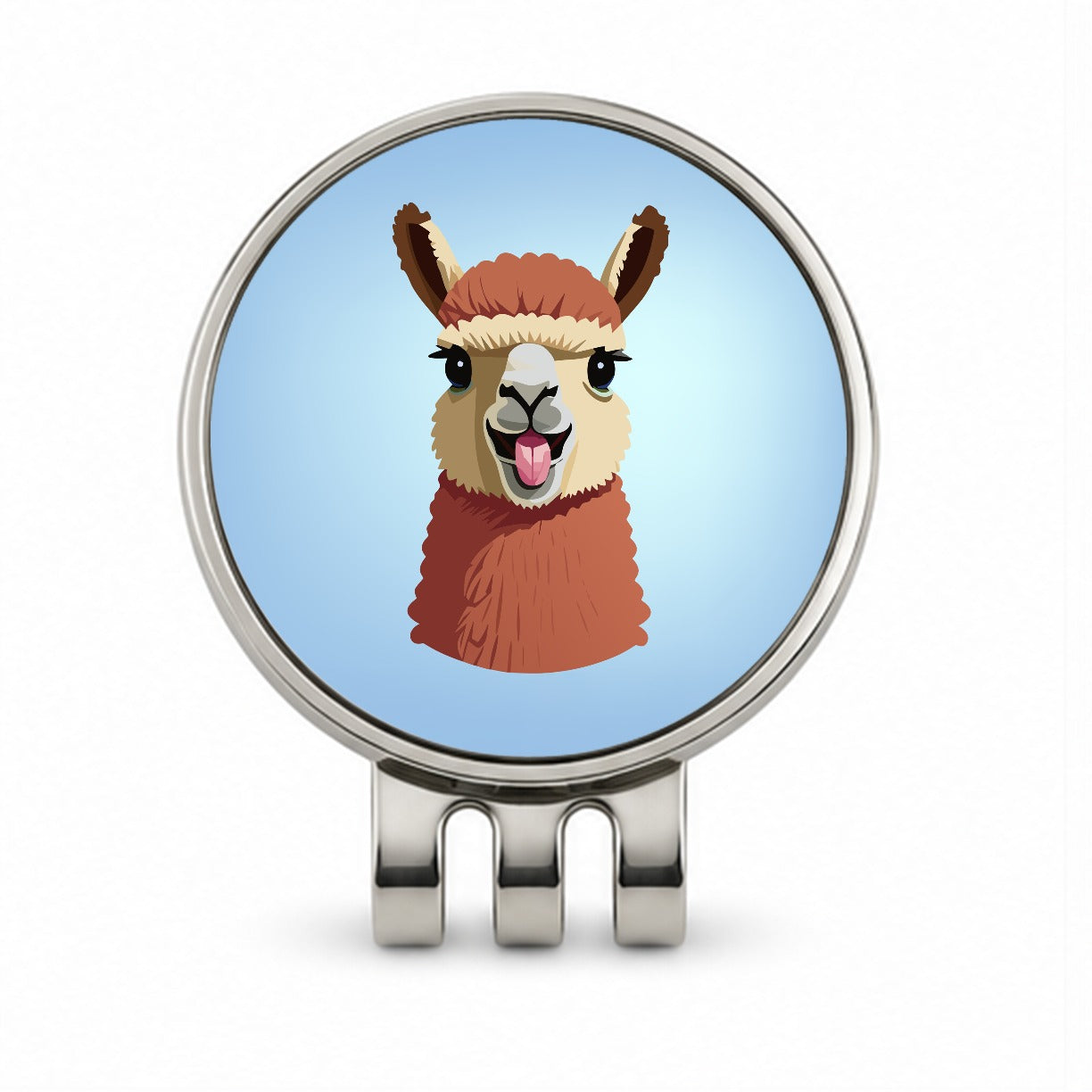 Llama Tongue Sticking Out Golf Hat Clip with Ball Marker
