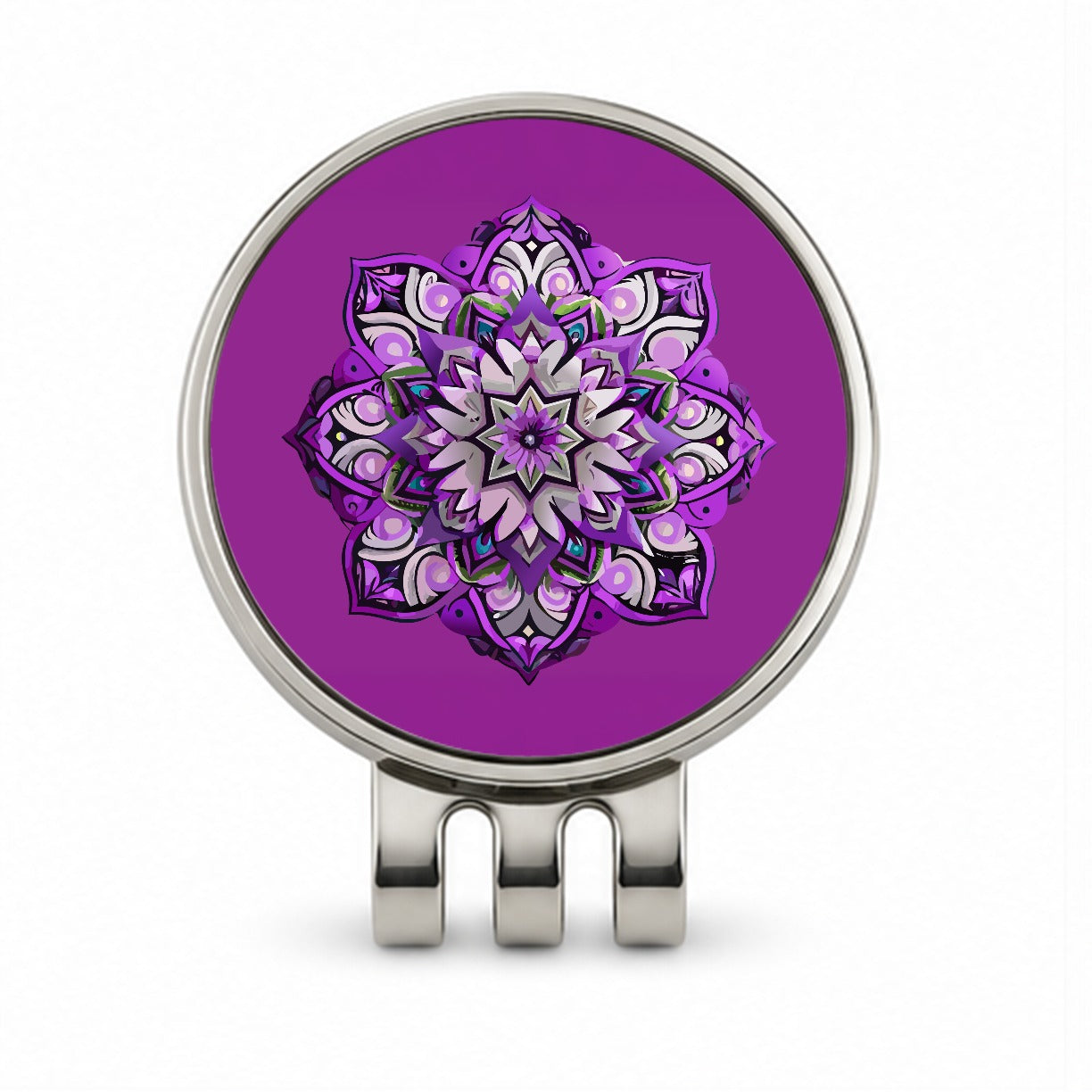 Mandala Purple Golf Hat Clip with Ball Marker