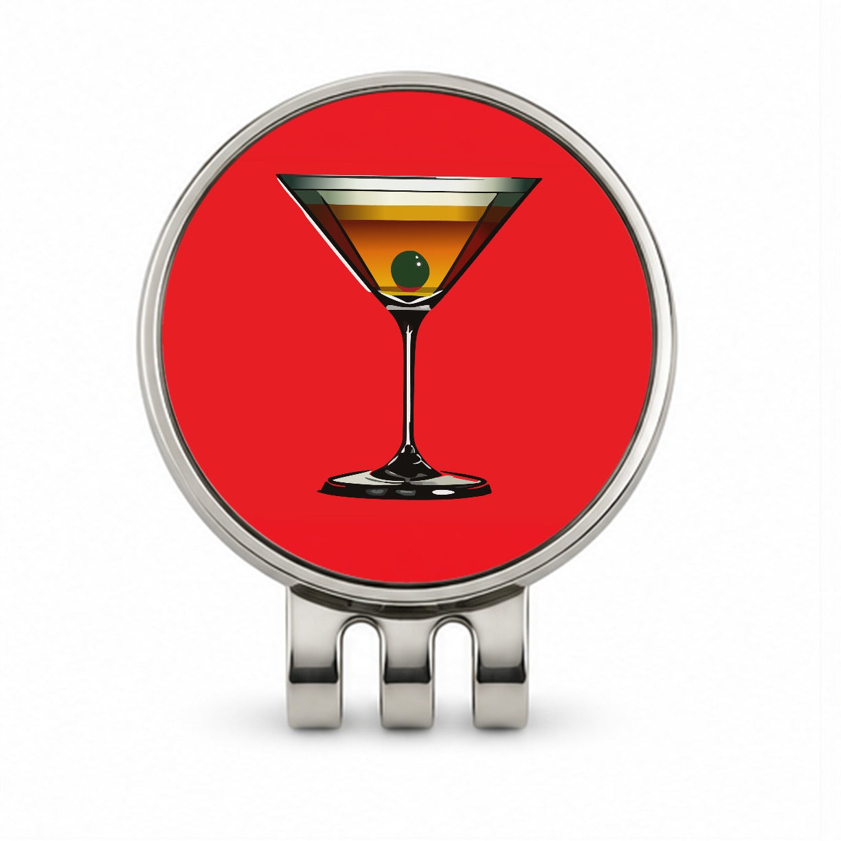 Martini with Olive Golf Hat Clip with Ball Marker