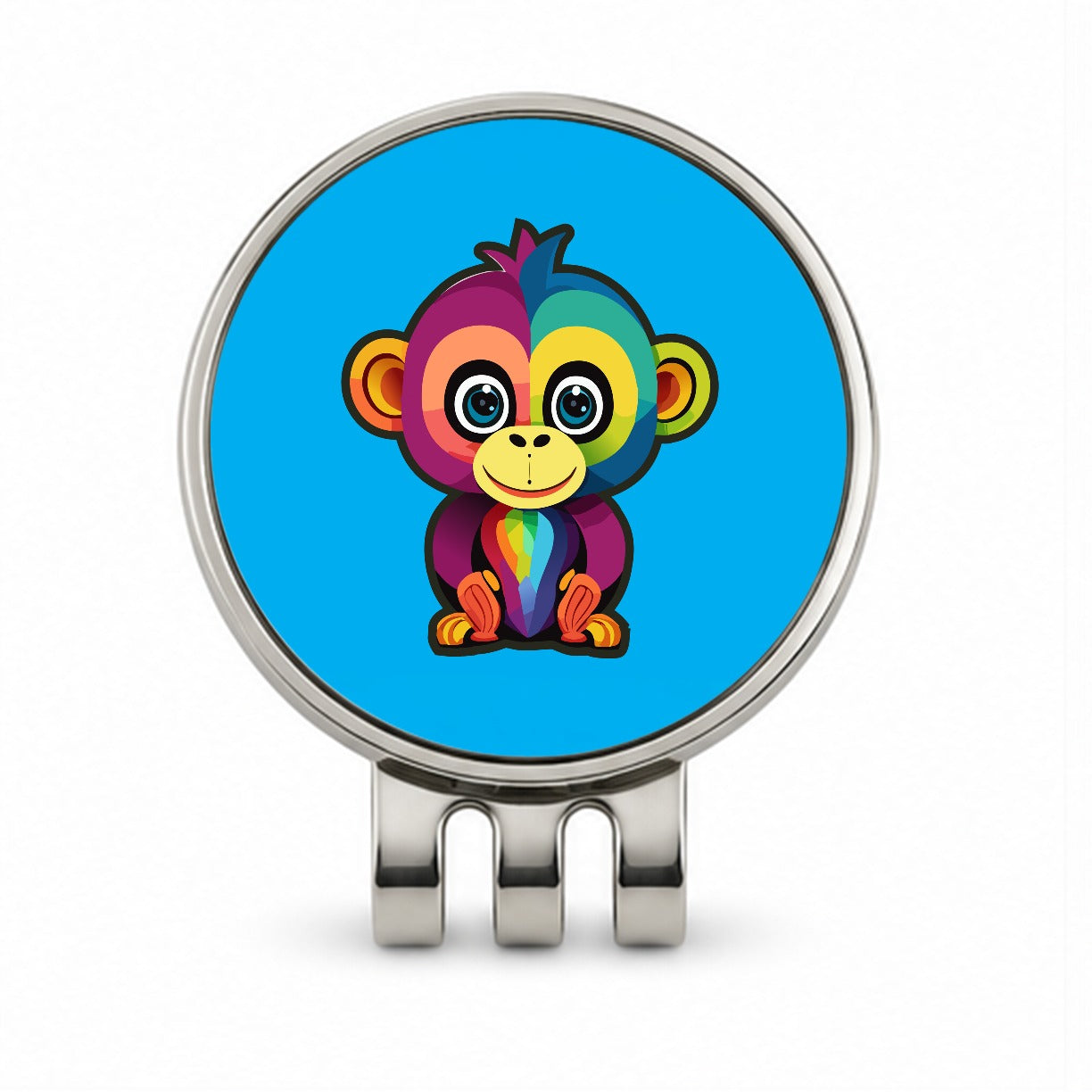 Monkey Colorful Rainbow Golf Hat Clip with Ball Marker