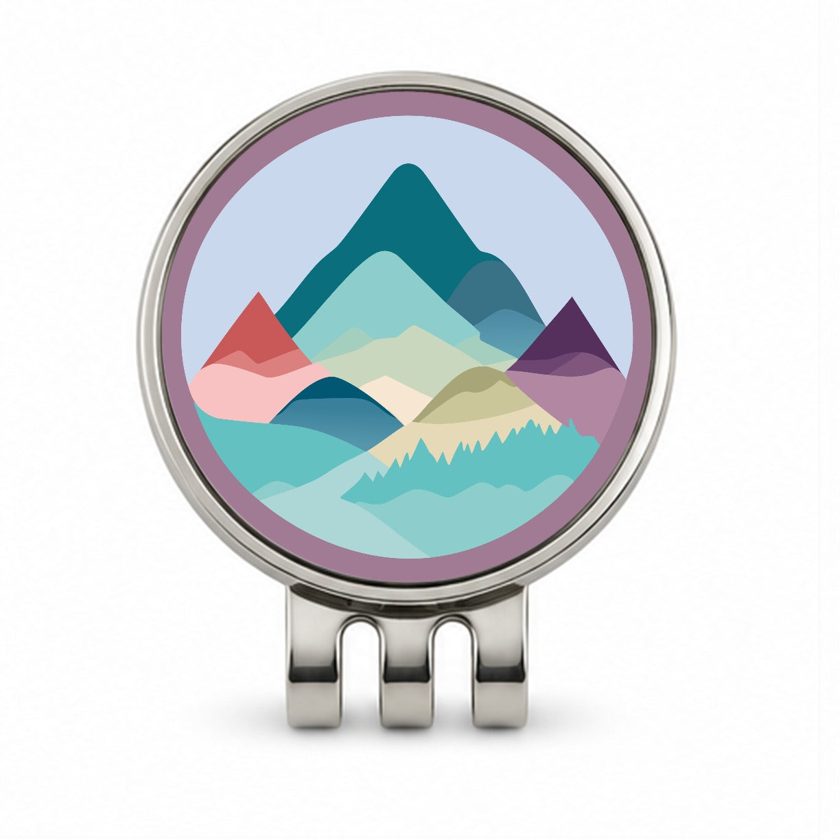 Mountains Pastel Golf Hat Clip with Ball Marker