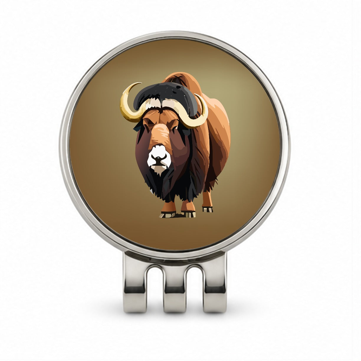 Muskox Musk Ox Shaggy Arctic Animal Golf Hat Clip with Ball Marker