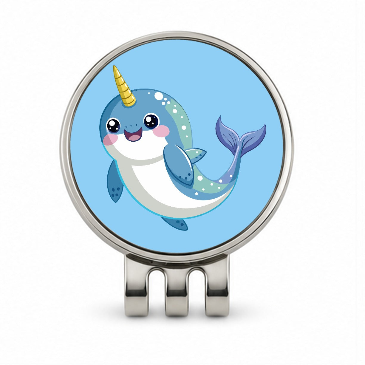 Narwhal Cute Chibi Golf Hat Clip with Ball Marker