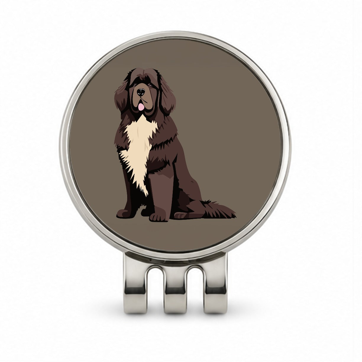 Newfoundland Dog Sitting Golf Hat Clip with Ball Marker