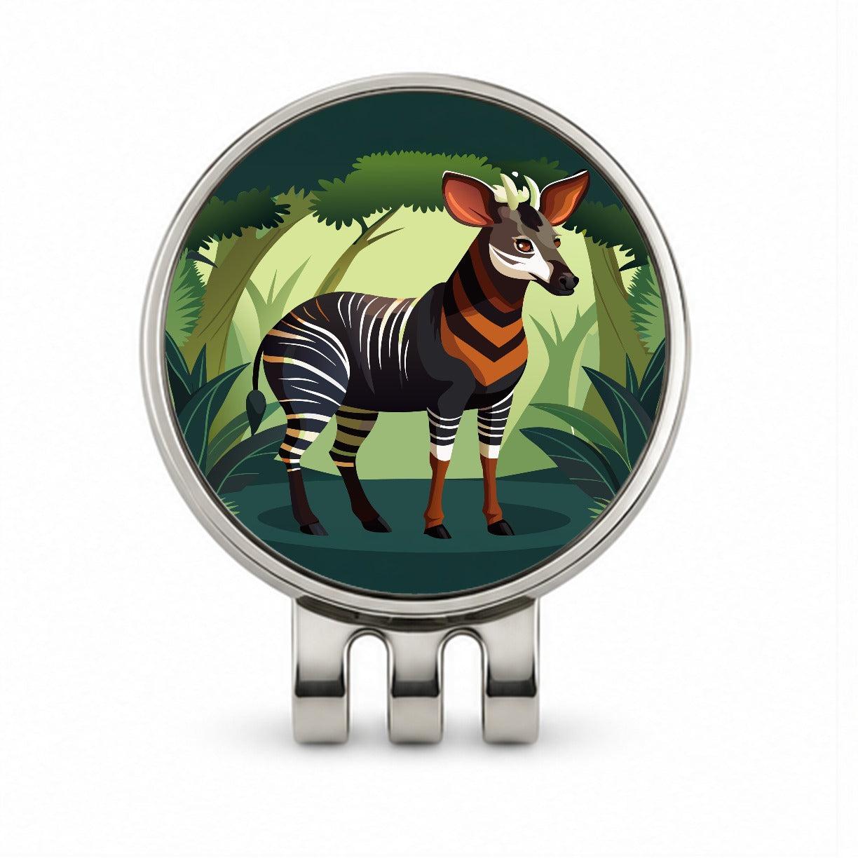 Okapi Forest Zebra Giraffe Golf Hat Clip with Ball Marker