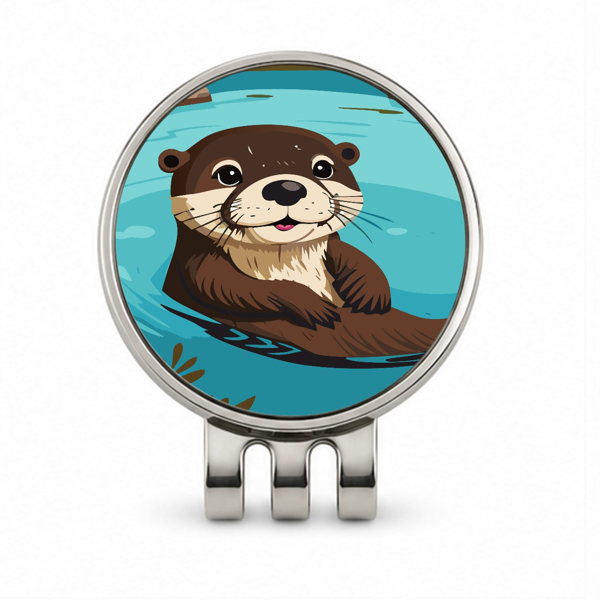 Otter Cute Swimming in Water Golf Hat Clip with Ball Marker