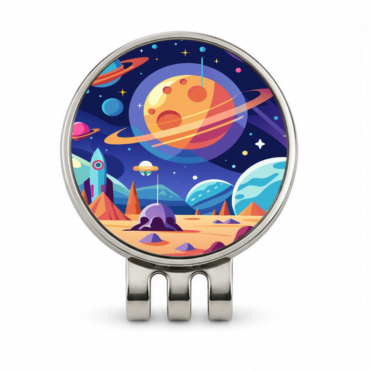 Outer Space Planets Golf Hat Clip with Ball Marker