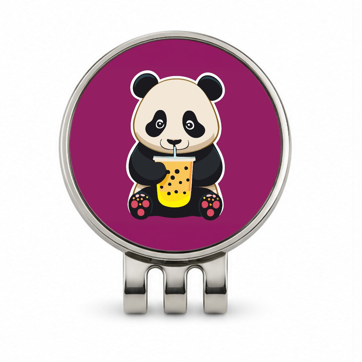Panda Drinking Boba Bubble Tea Golf Hat Clip with Ball Marker