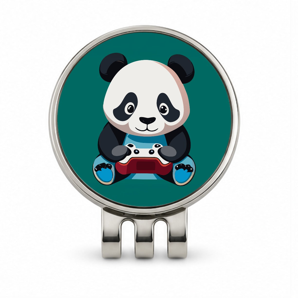 Panda Gaming Gamer Playing Video Game Golf Hat Clip with Ball Marker
