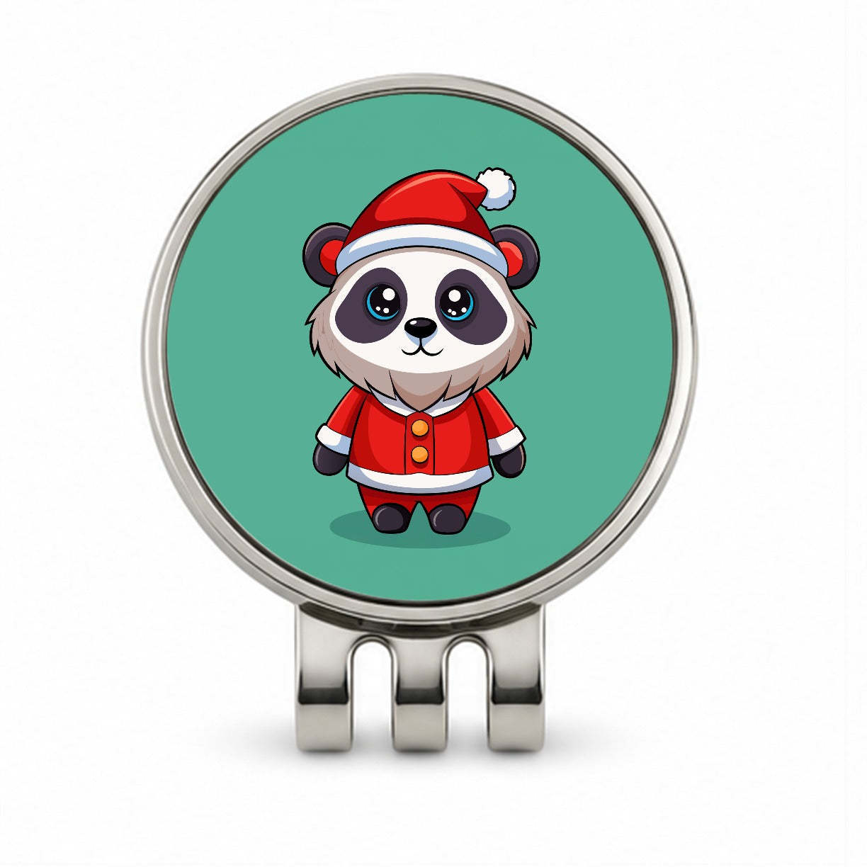 Panda Santa Christmas Golf Hat Clip with Ball Marker