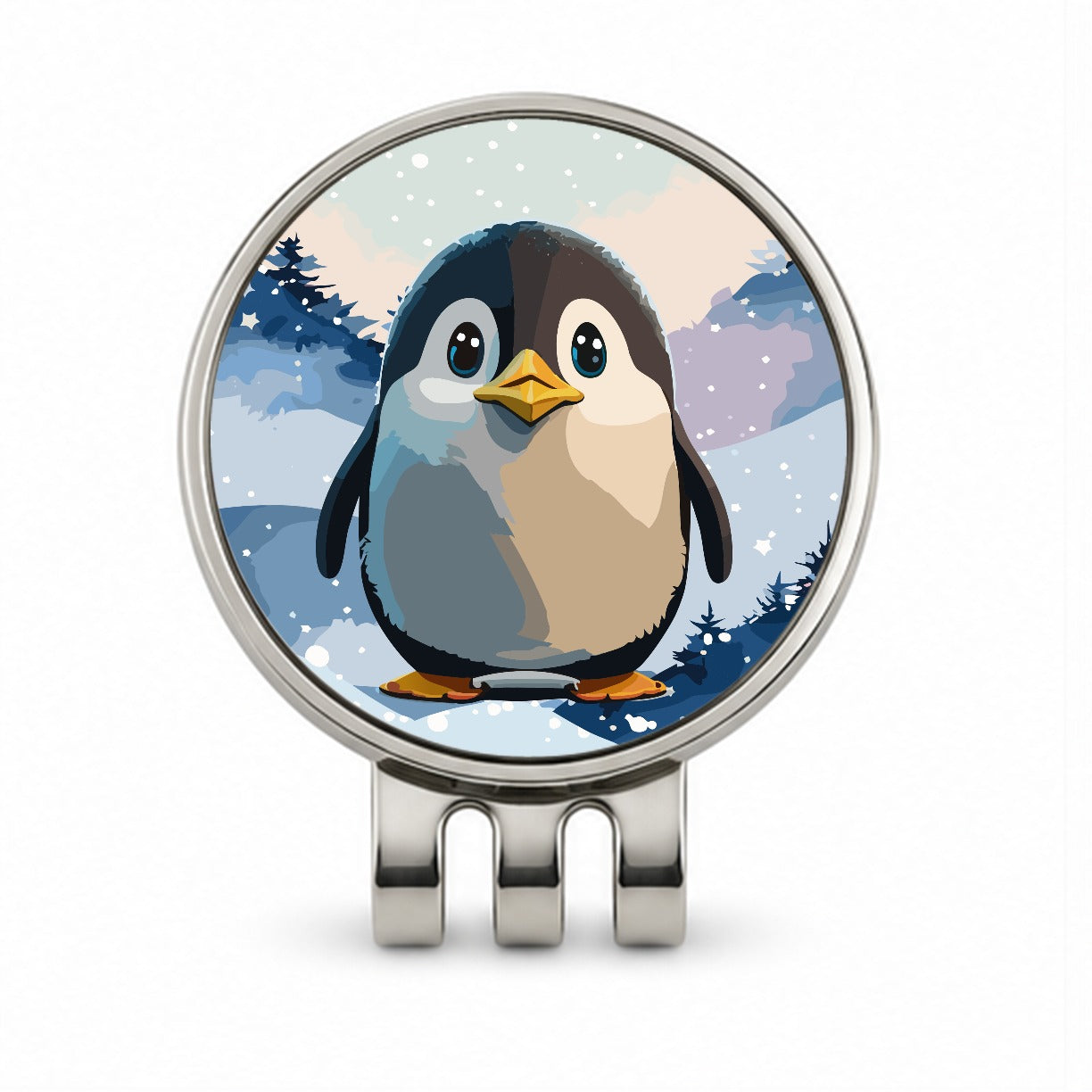 Penguin Staring Golf Hat Clip with Ball Marker