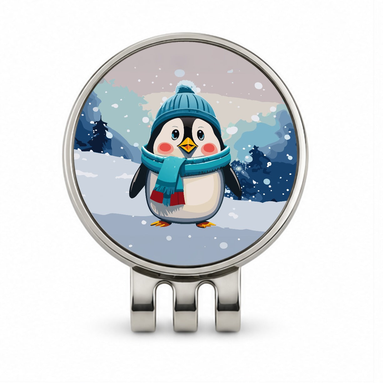Penguin Winter Wearing Hat Scarf Cute Golf Hat Clip with Ball Marker