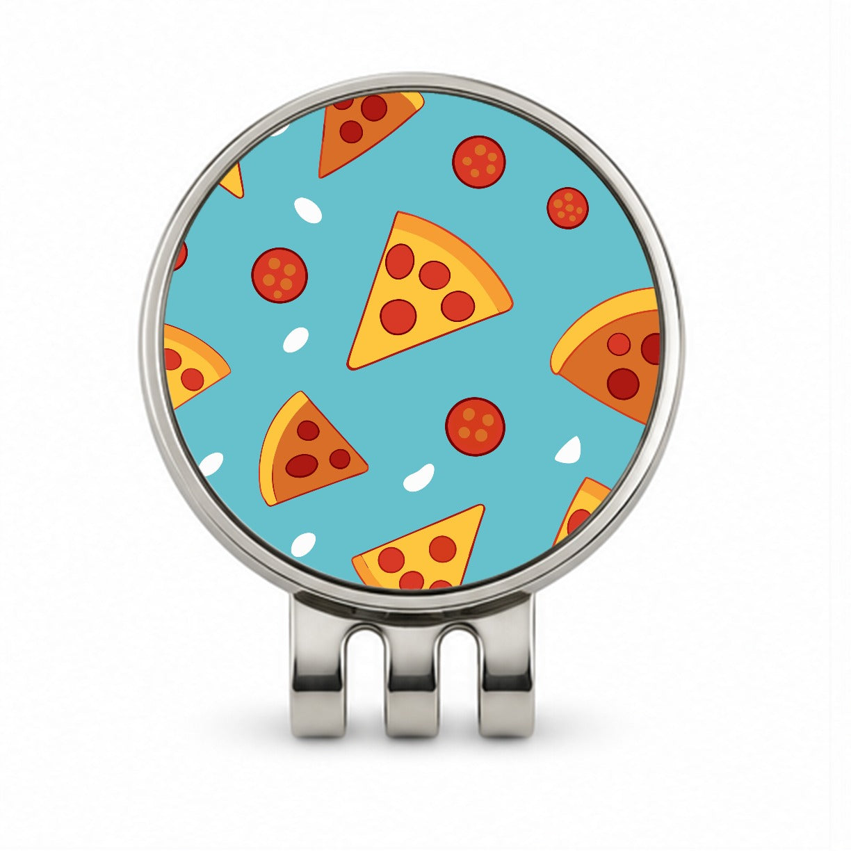 Pepperoni Pizza Scattered Pattern Golf Hat Clip with Ball Marker