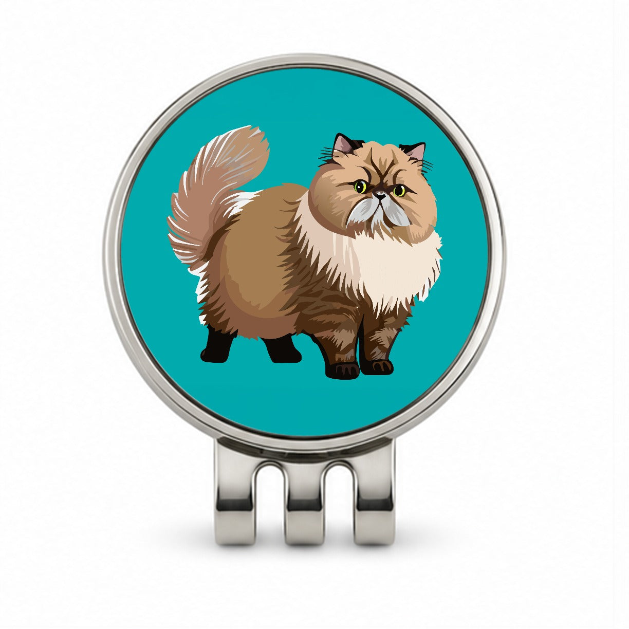 Persian Cat Standing Golf Hat Clip with Ball Marker