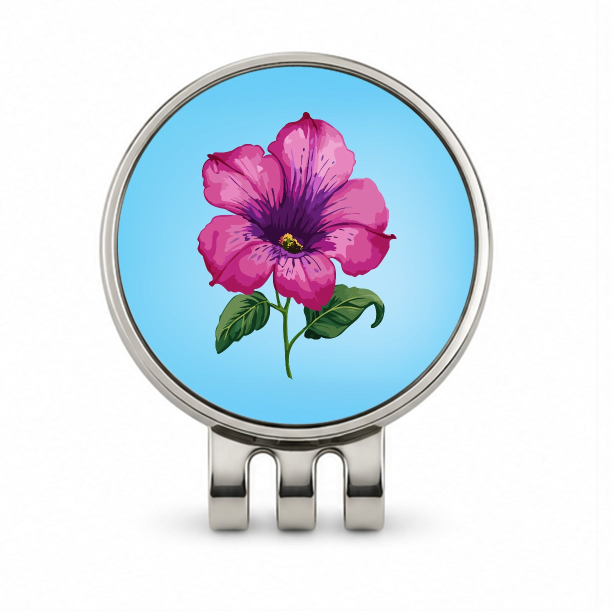 Petunia Flower Watercolor Pink Golf Hat Clip with Ball Marker