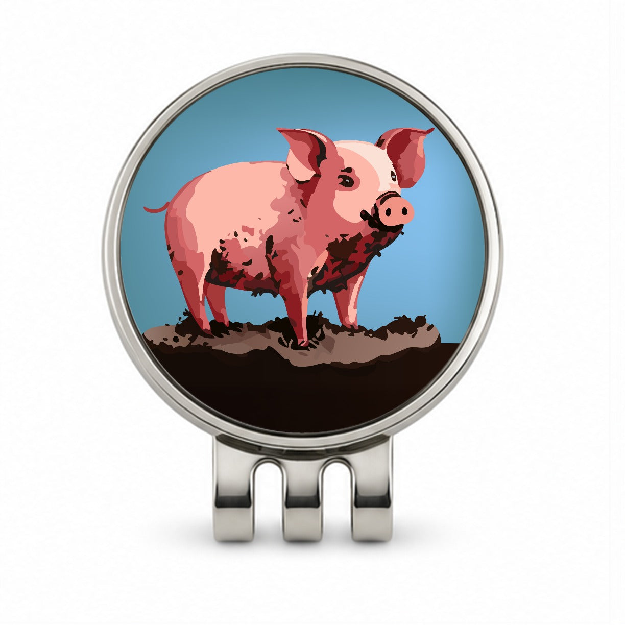 Pig in Mud Golf Hat Clip with Ball Marker