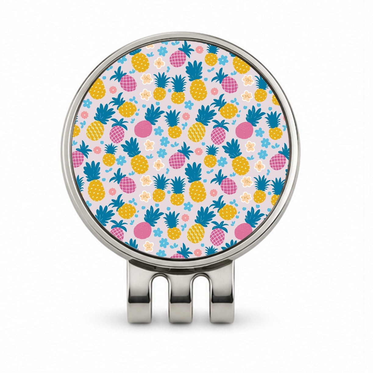 Pineapples Tropical Flowers Pattern Golf Hat Clip with Ball Marker