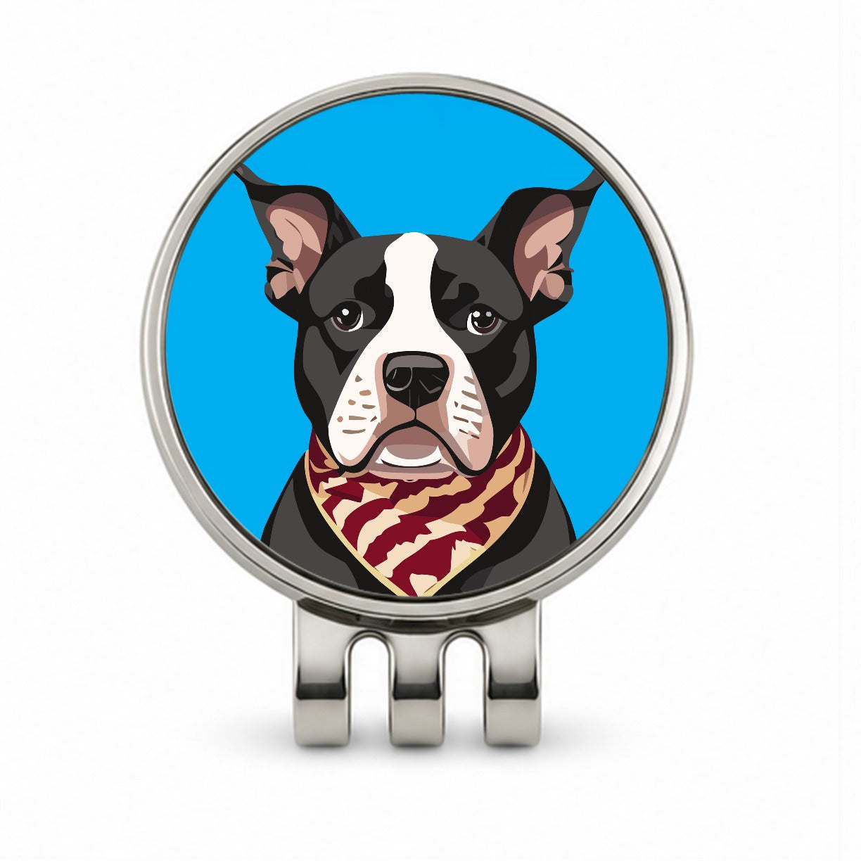 Pit Bull Dog Wearing Bandana Golf Hat Clip with Ball Marker