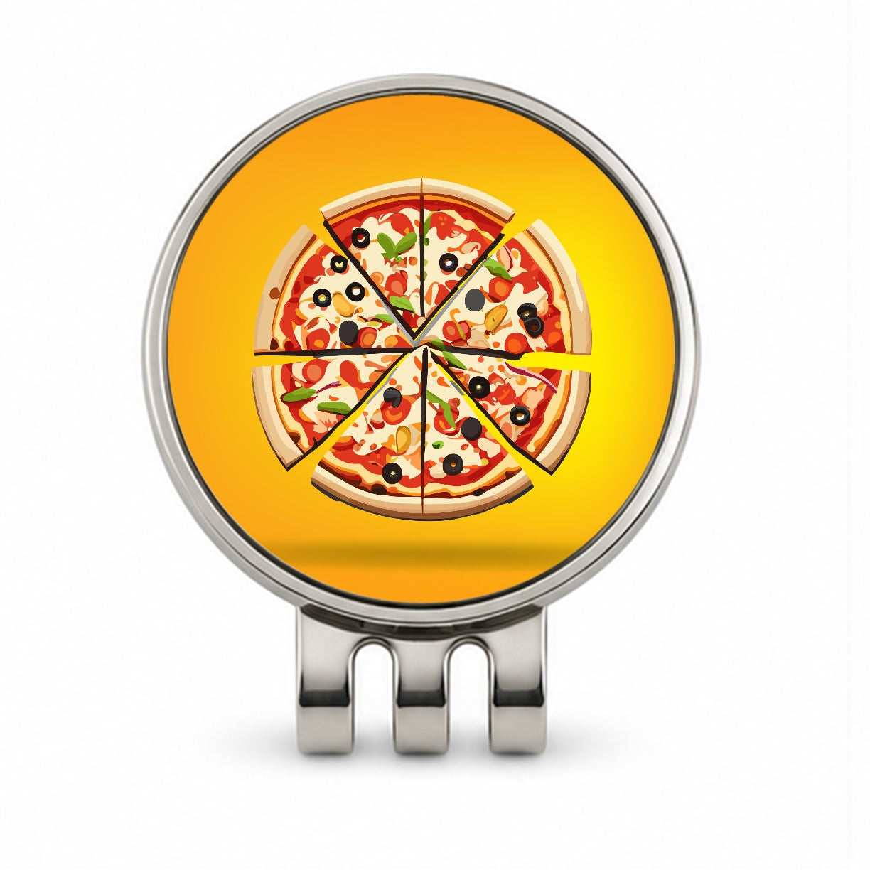 Pizza Sliced Golf Hat Clip with Ball Marker