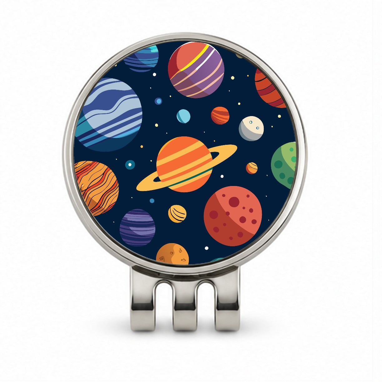 Planets Colorful Pattern Golf Hat Clip with Ball Marker