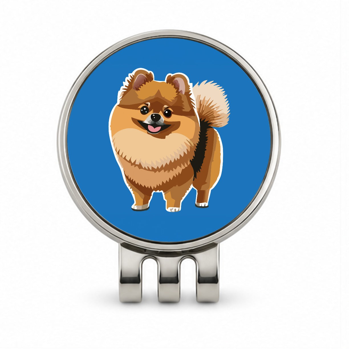 Pomeranian Dog Standing Golf Hat Clip with Ball Marker