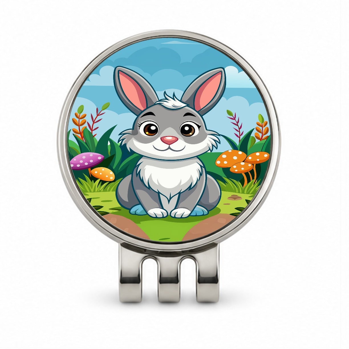 Rabbit Bunny Cute with Toadstools Mushrooms Golf Hat Clip with Ball Marker