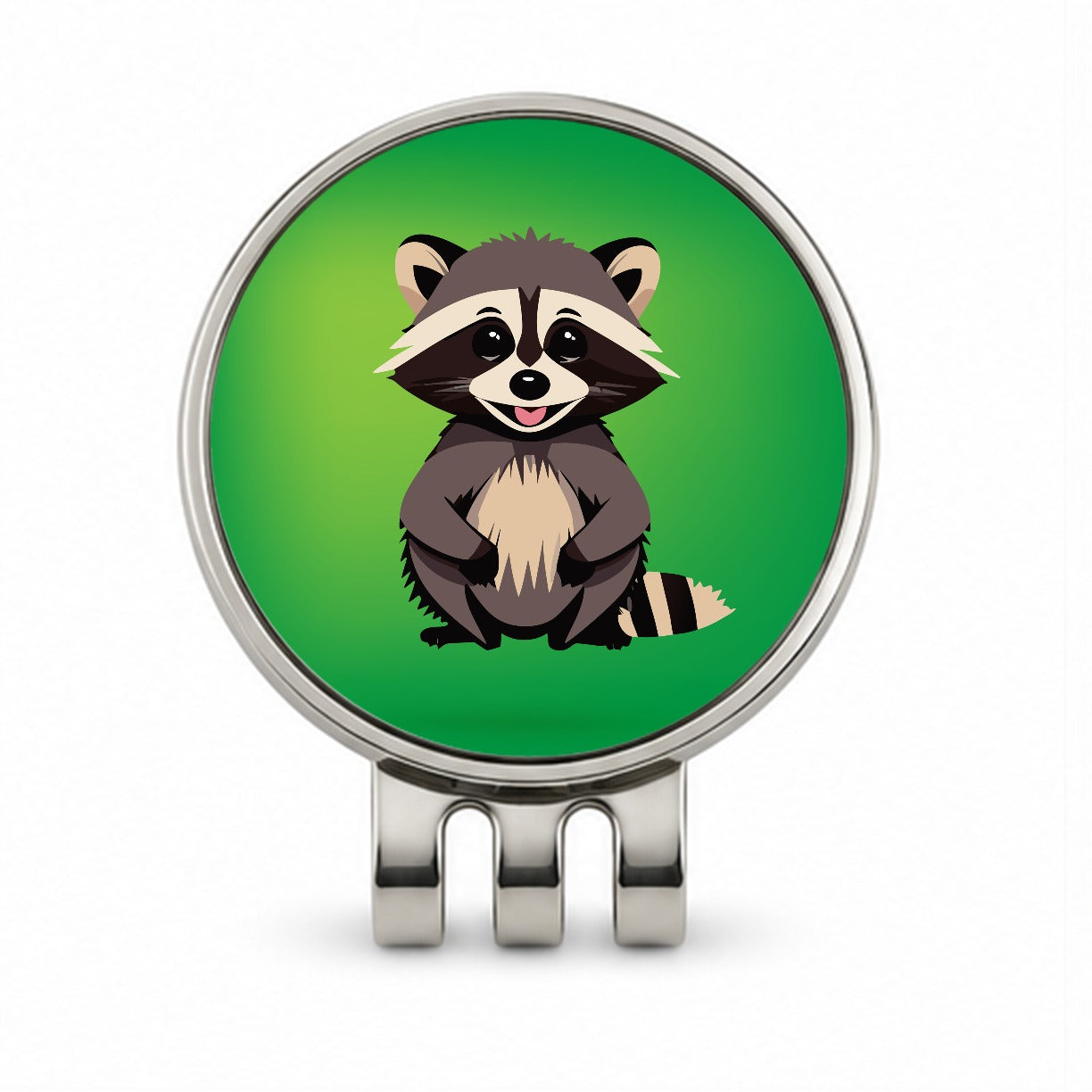 Raccoon Happy Golf Hat Clip with Ball Marker