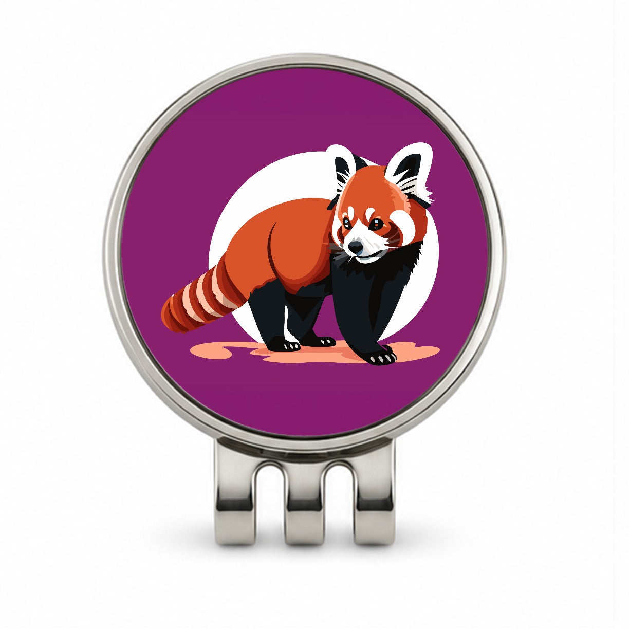 Red Panda Standing Golf Hat Clip with Ball Marker