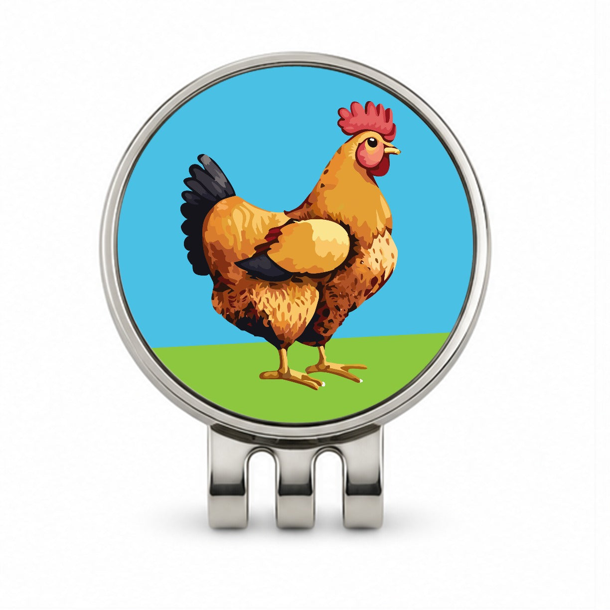 Rooster Chicken Profile Golf Hat Clip with Ball Marker