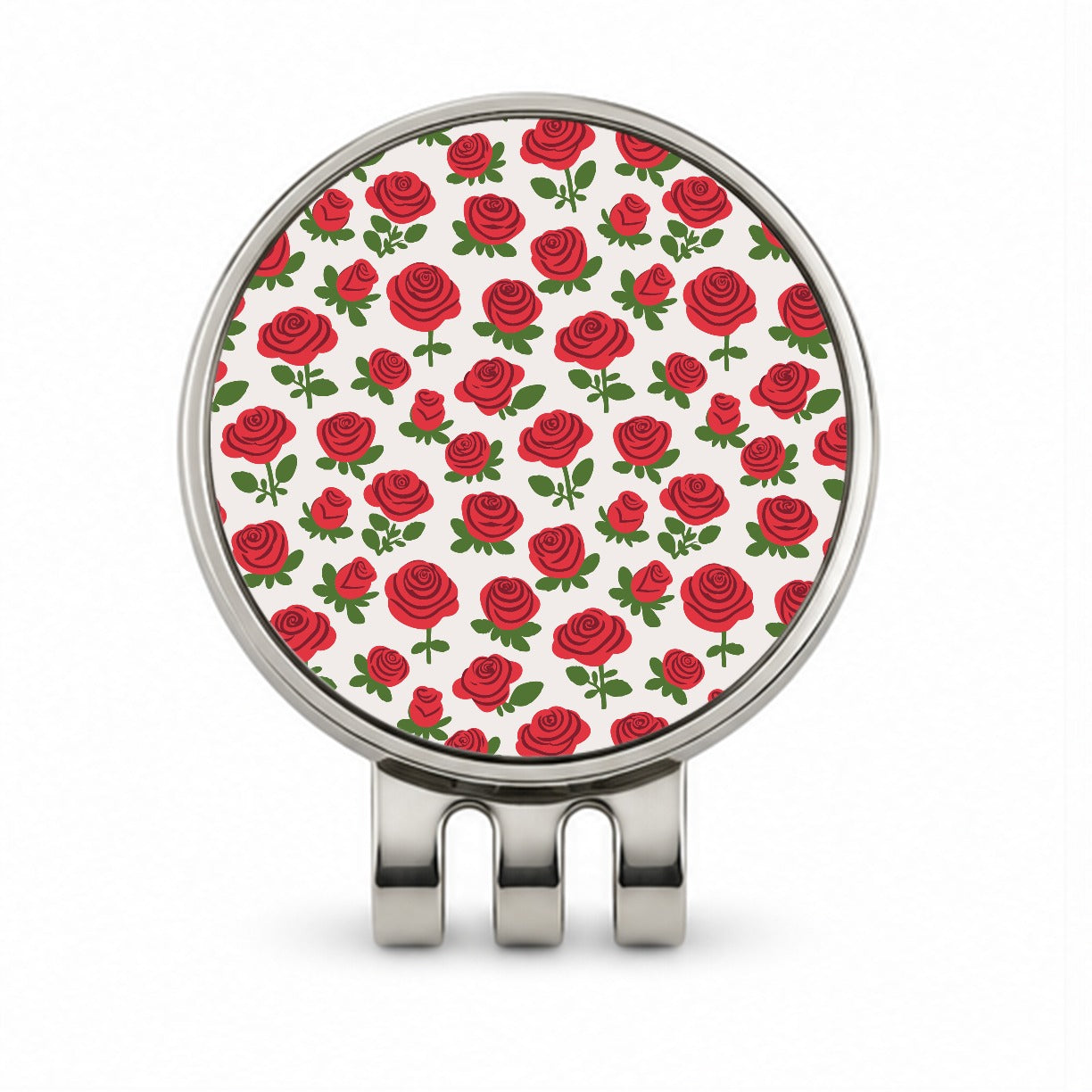 Roses Flowers Red Cute Pattern Golf Hat Clip with Ball Marker