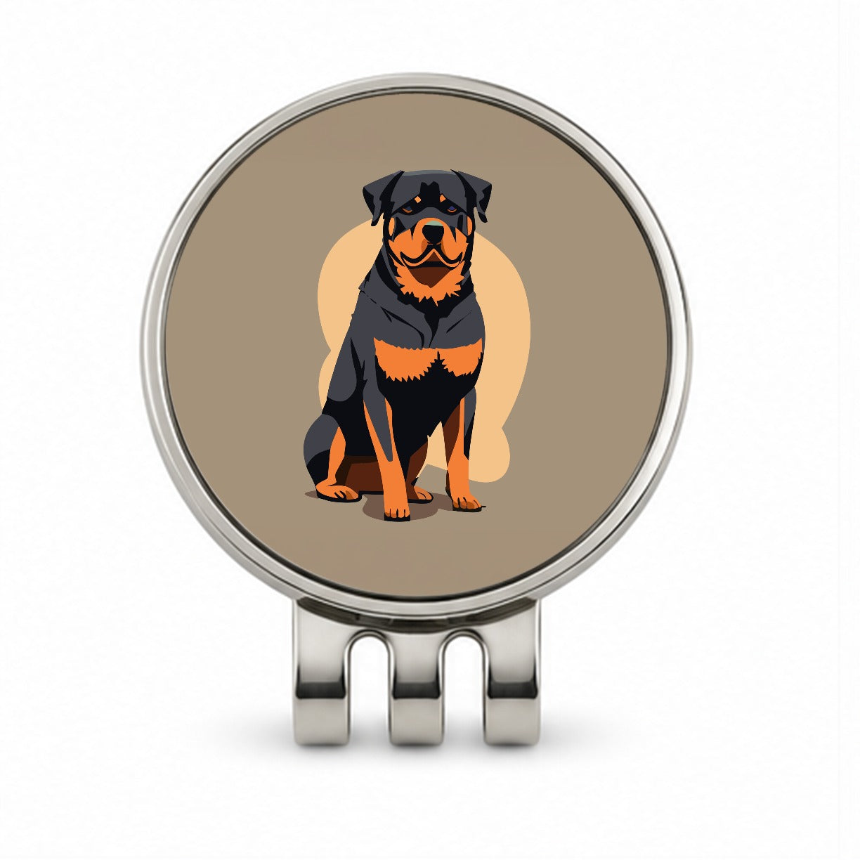 Rottweiler Dog Sitting Golf Hat Clip with Ball Marker