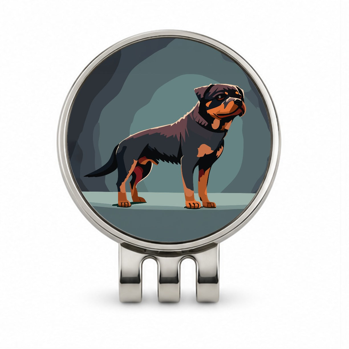 Rottweiler Dog Standing Golf Hat Clip with Ball Marker