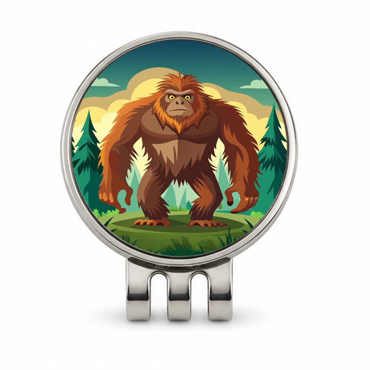 Sasquatch Big Foot Drawing Golf Hat Clip with Ball Marker