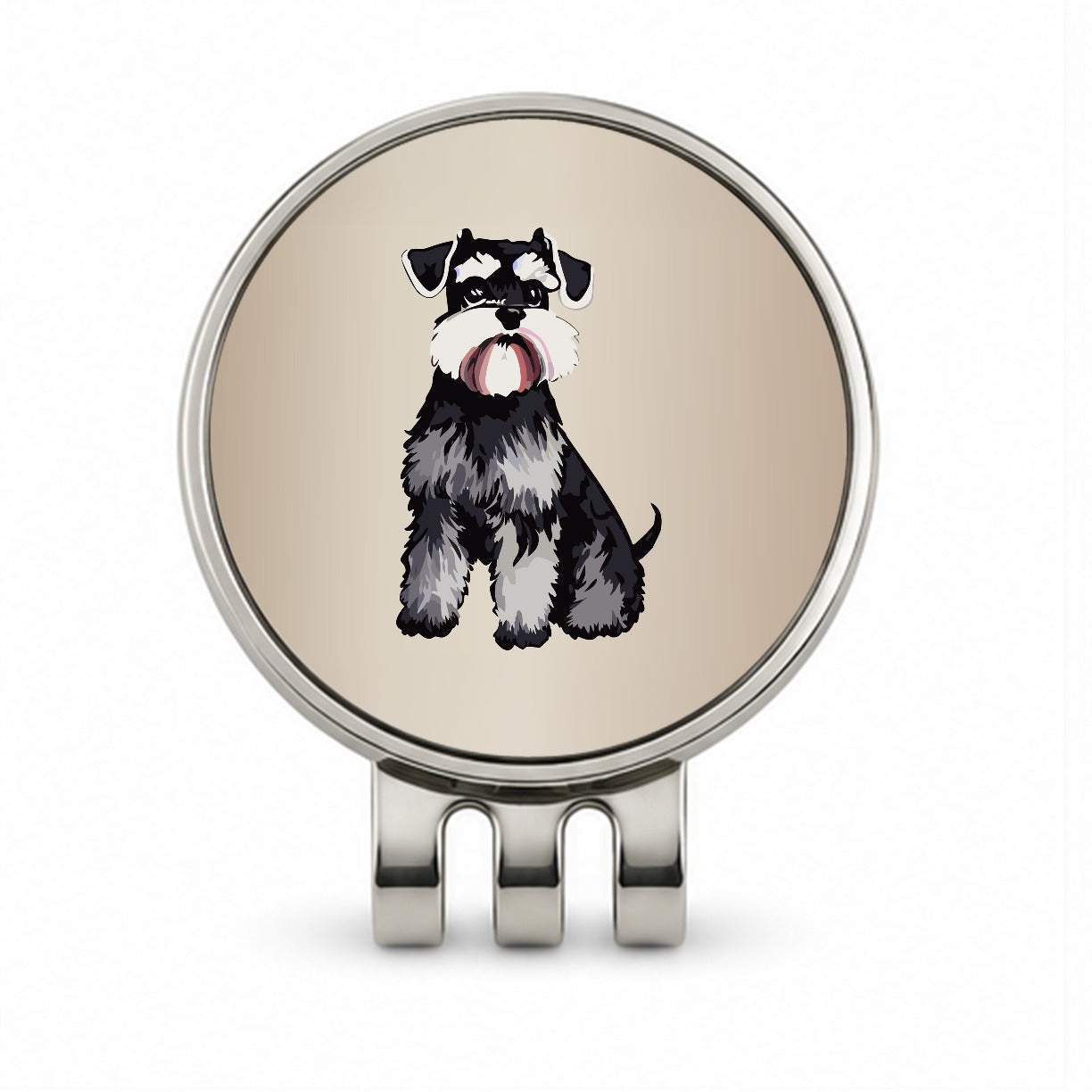 Schnauzer Dog Watercolor Golf Hat Clip with Ball Marker