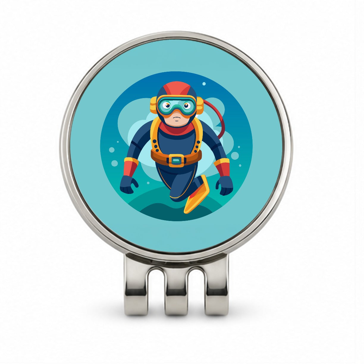 Scuba Diver Diving Golf Hat Clip with Ball Marker