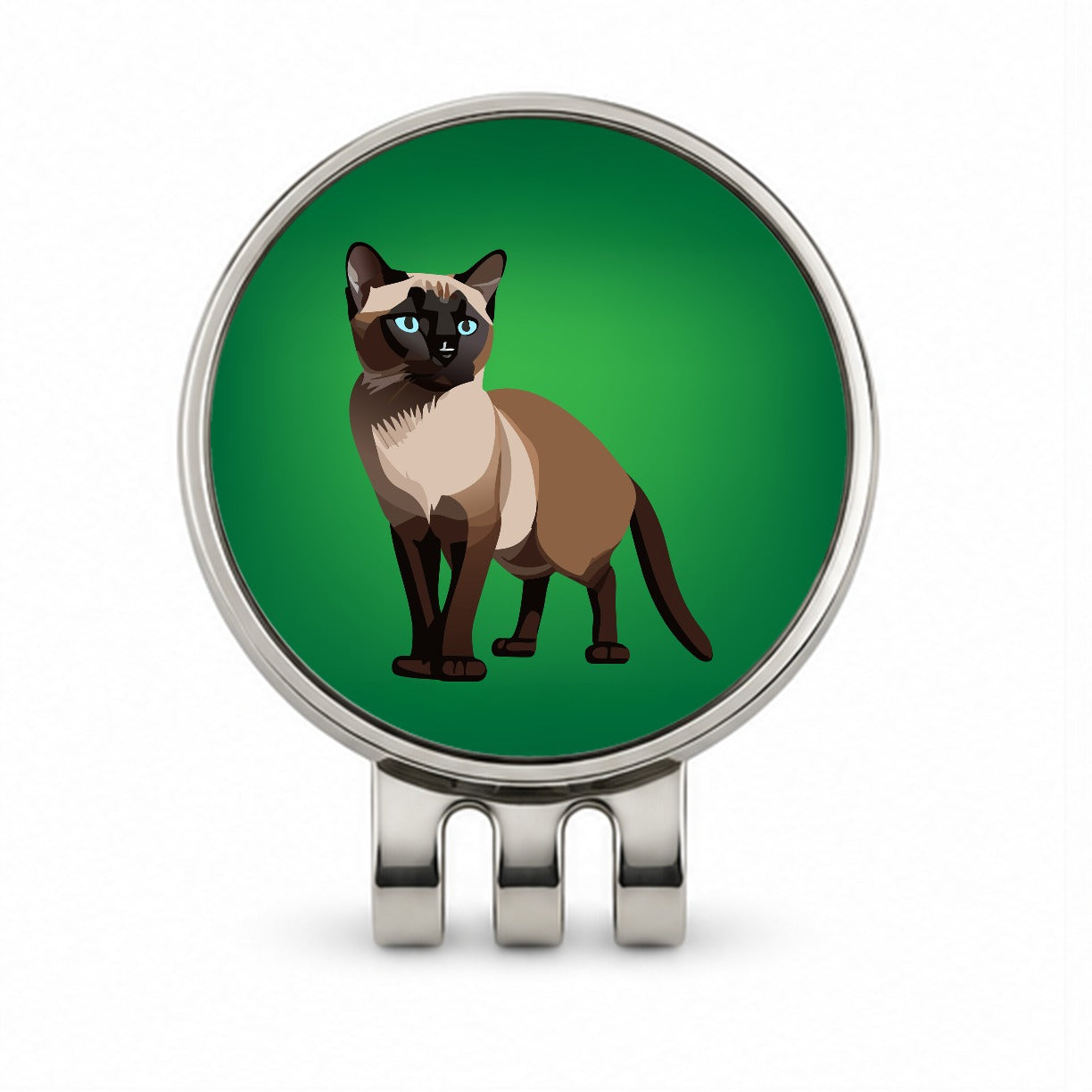 Siamese Cat Standing Golf Hat Clip with Ball Marker