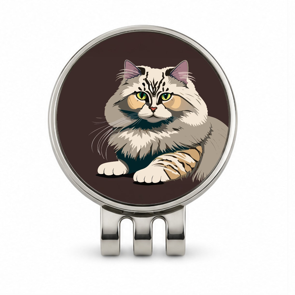 Siberian Cat Crouched Golf Hat Clip with Ball Marker