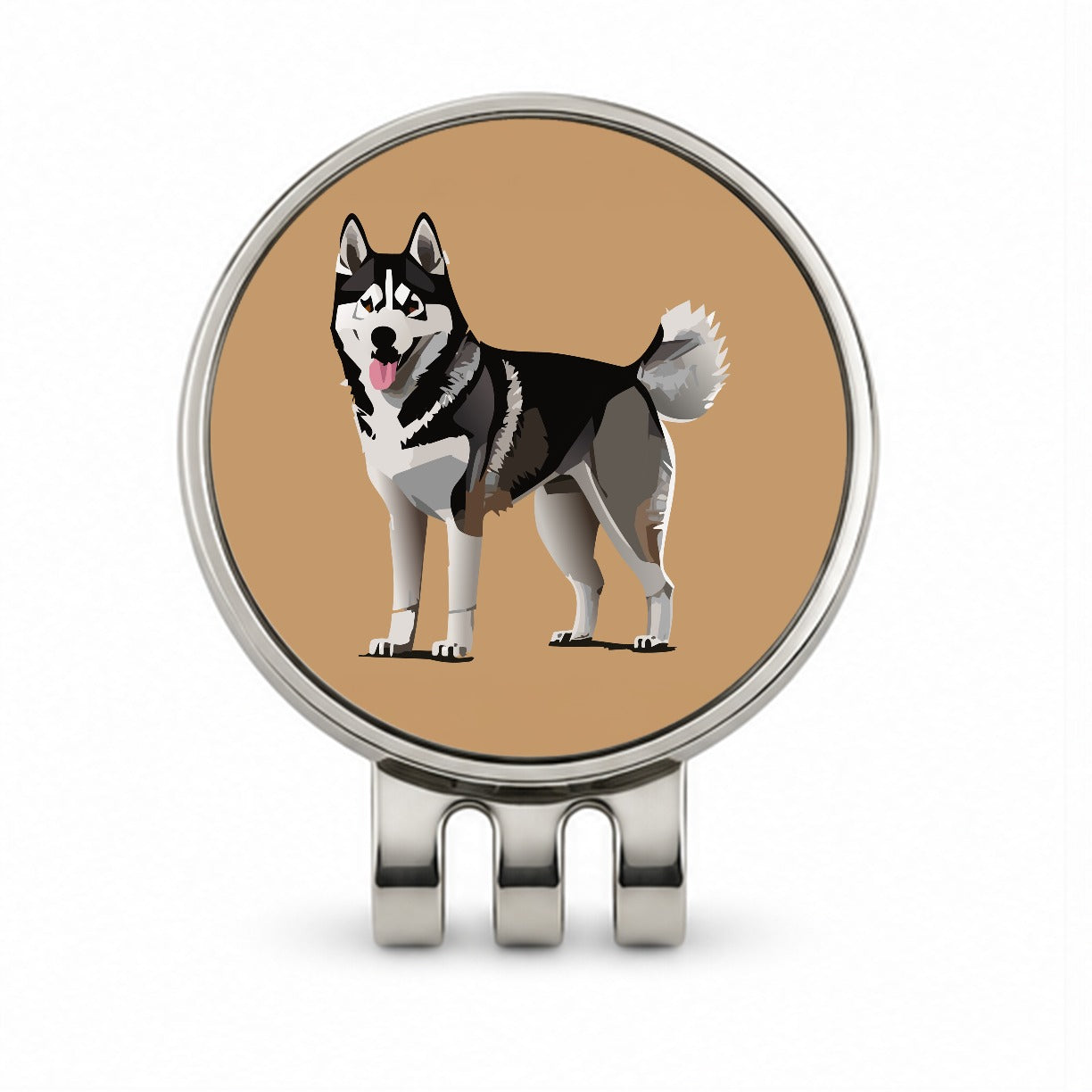 Siberian Husky Dog Standing Golf Hat Clip with Ball Marker