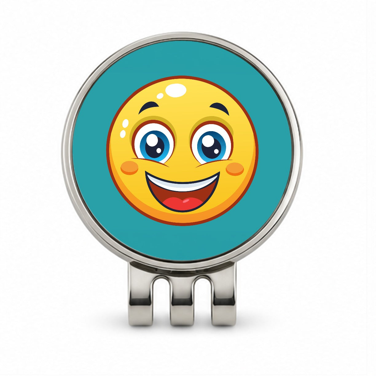 Smiling Face Happy Golf Hat Clip with Ball Marker