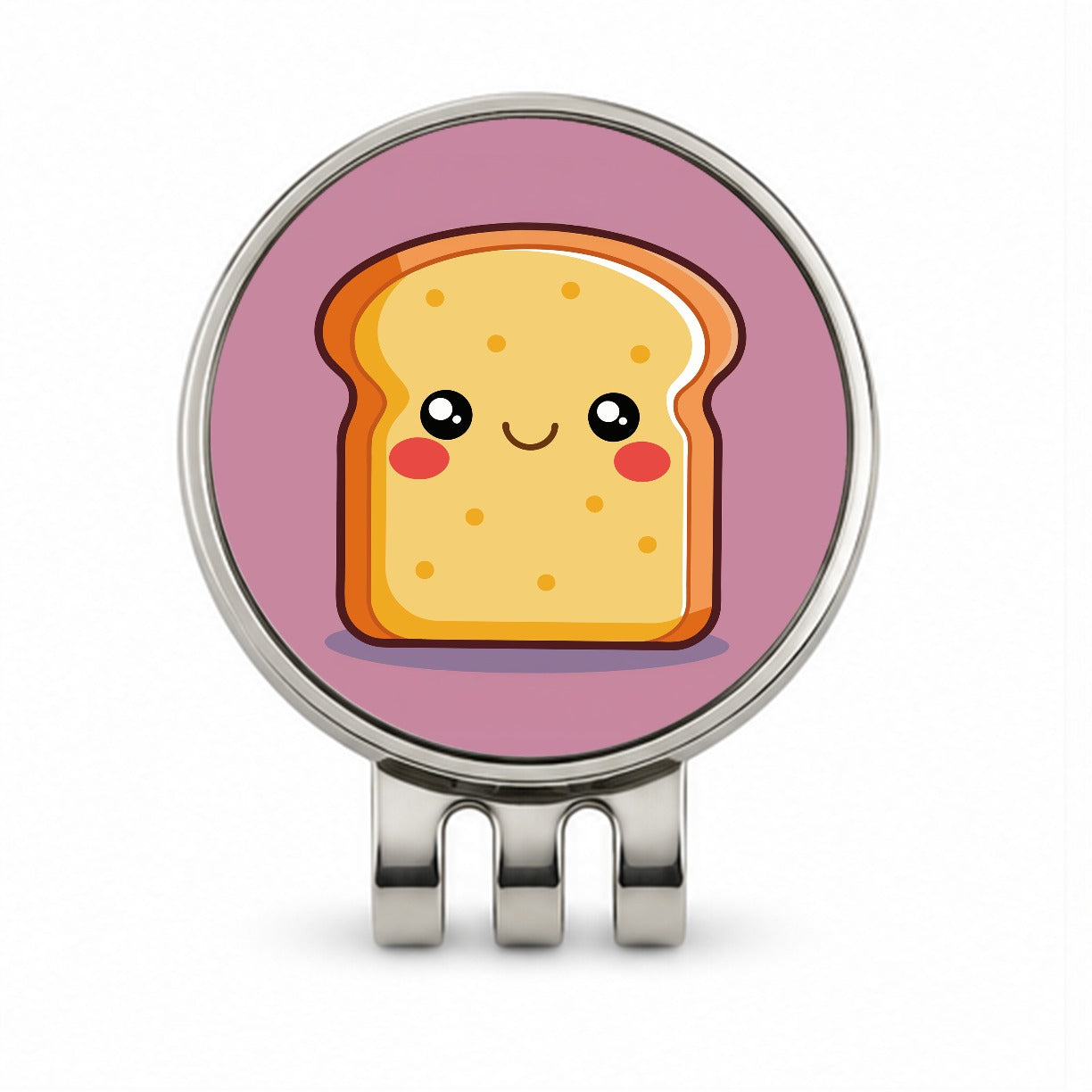 Smiling Toast Cute Golf Hat Clip with Ball Marker