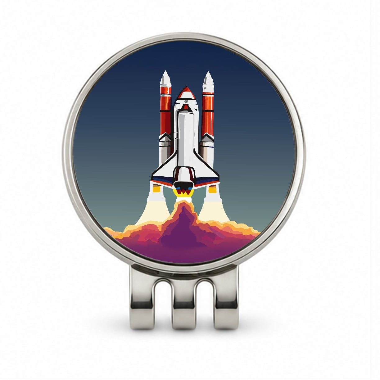 Space Shuttle Launch Blasting Off Golf Hat Clip with Ball Marker